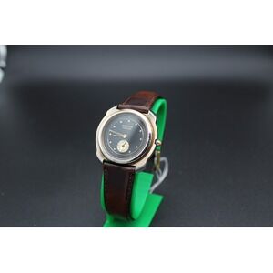 Vintage 34mm Benetton by Bulova Quartz Watch Black Dial Small Seconds Gold Tone